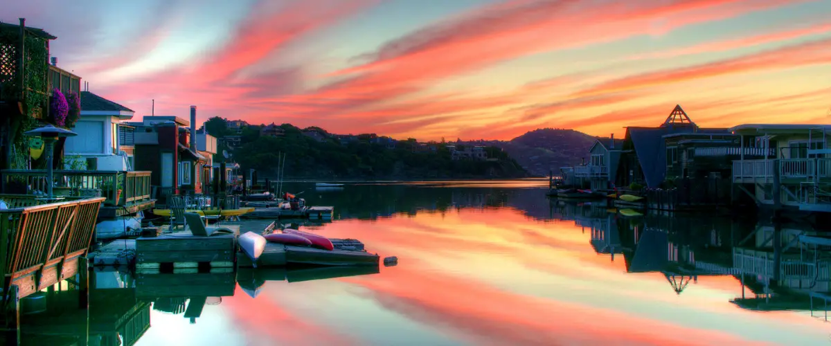 Sunset over lake